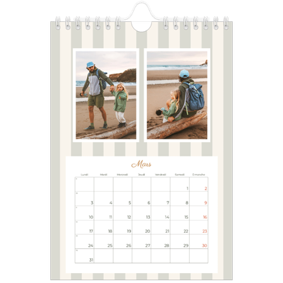Calendrier photo A5 — Lettrages et rayures [Mars]