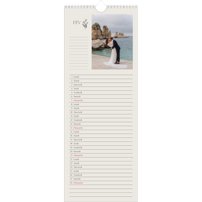 Calendrier mural long  — Initiales fleuries [Février]
