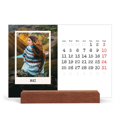 Calendrier de bureau support bois - paysage   — L'édition portrait [couverture]