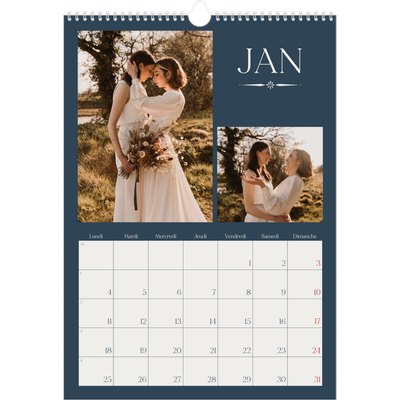 A3 Calendrier annuel — Ardoise et sérifs [Janvier]