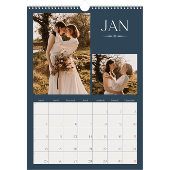 Calendrier photo A3 — Ardoise et sérifs