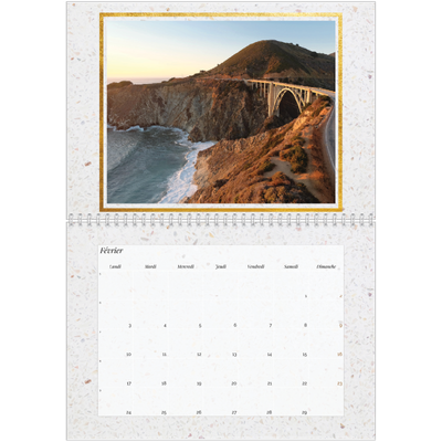 Calendrier photo A4 double (30 x 40 cm) — Dorure sur marbre [Février]