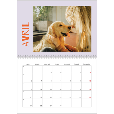 Calendrier photo A4 double (30 x 40 cm) — Tout en couleurs [Avril]
