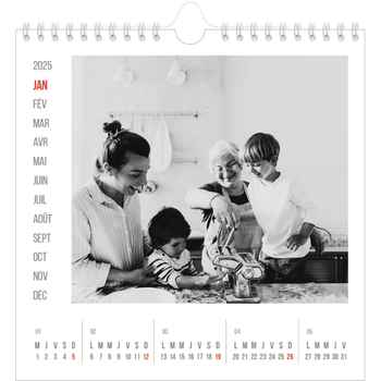 Calendrier photo carré — Accent rouge