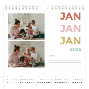 Calendrier photo carré — Lettrage coloré