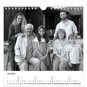 Calendrier photo carré — Noir et blanc élégant