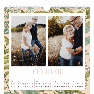 Calendriers annuels carré — Papier peint floral [Février]