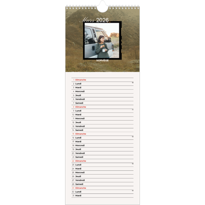 Calendrier mural long  — Envie d'aventures [Mars]