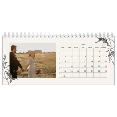Calendrier de bureau — Encre & lierre [Mai]