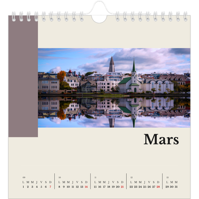 Calendriers annuels carré — Vues du monde [Mars]