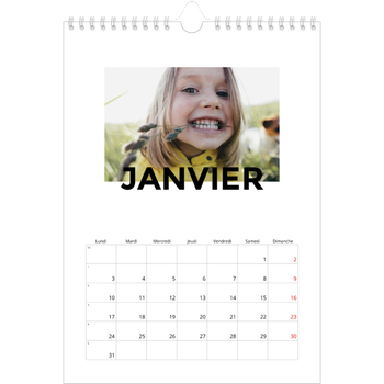 Calendrier photo A4 — Lettrage dispersé