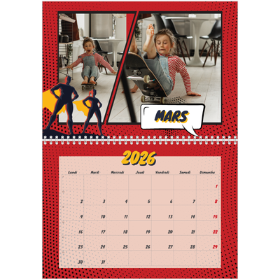 Calendrier photo A4 double (30 x 40 cm) — Bande dessinée [Mars]