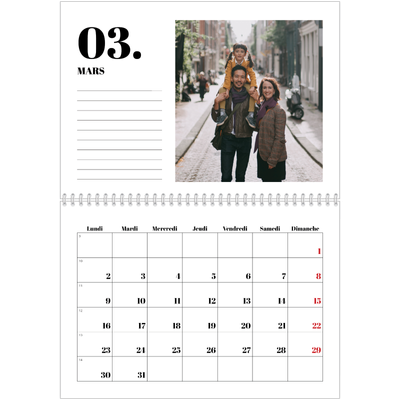 Calendrier photo A4 double (30 x 40 cm) — Sérif et moments [Mars]
