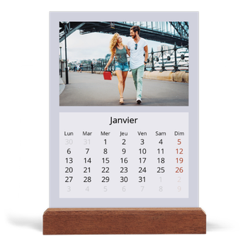 Calendrier de bureau support bois - portrait — Un monde en couleur