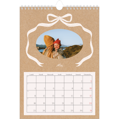 Calendrier photo A4 (20 x 30 cm) — Kraft et nœud [couverture]