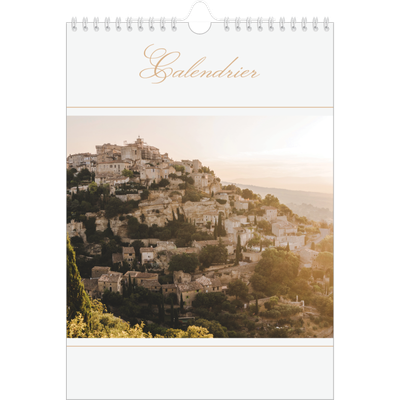 Calendrier photo A4 (20 x 30 cm) — Bannière en écriture dorée [couverture]
