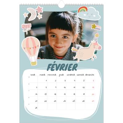 A3 Calendrier annuel — Licorne magique [Février]