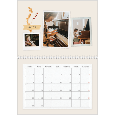 Calendrier photo A4 double (30 x 40 cm) — Scrapbook vintage [Avril]