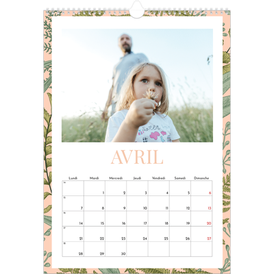 A3 Calendrier annuel — Papier peint floral [Avril]