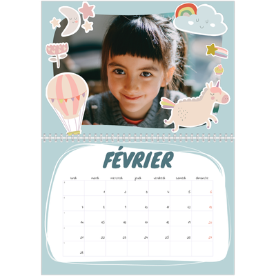 Calendrier photo A4 double (30 x 40 cm) — Licorne magique [Février]