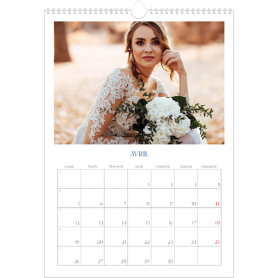 A3 Calendrier annuel — Classique cobalt [Avril]