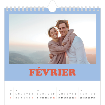 Calendriers annuels carré — Cadres rétro [Février]