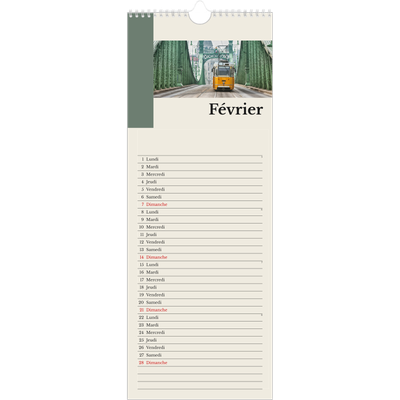 Calendrier mural long  — Vues du monde [Février]