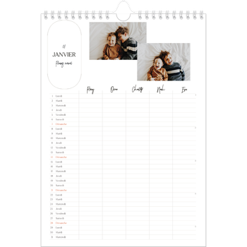 Calendrier photo A4 — Agenda une ébauche - Famille de 5