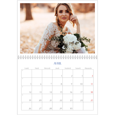 Calendrier photo A4 double (30 x 40 cm) — Classique cobalt [Avril]