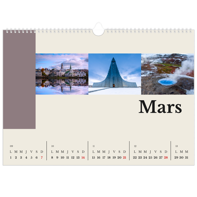 Calendrier photo A3 — Vues du monde [Mars]