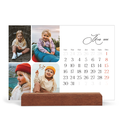 Calendrier de bureau support bois - paysage   — Instantanés et calligraphie [Mars]