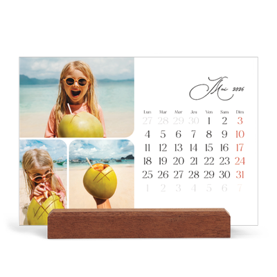 Calendrier de bureau support bois - paysage   — Instantanés et calligraphie [couverture]