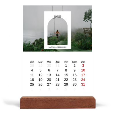 Calendrier de bureau support bois - portrait  — L'arche ouverte [Janvier]