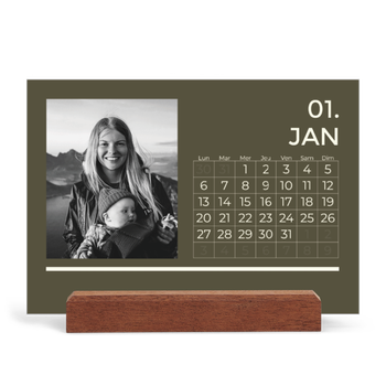 Calendrier de bureau support bois - paysage — Contemporain audacieux