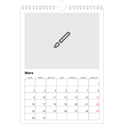 Calendrier photo A4 (20 x 30 cm) — Créez votre produit [Mars]