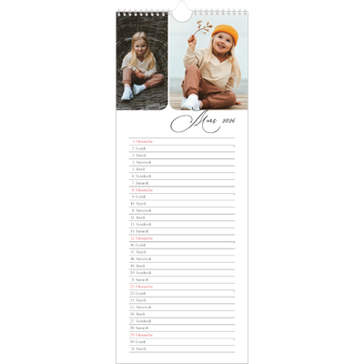 Calendrier mural long  — Instantanés et calligraphie [Mars]