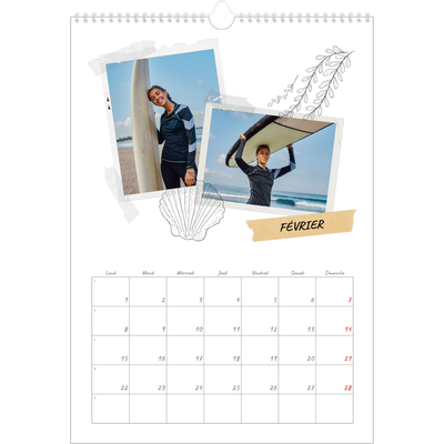 A3 Calendrier annuel — Esprit scrapbook [Février]