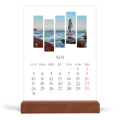 Calendrier de bureau support bois - portrait  — Fragments de voyage [couverture]