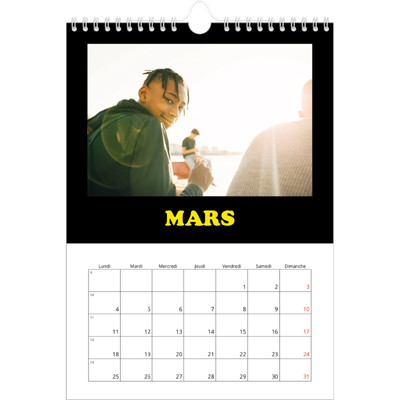 Calendrier photo A4 (20 x 30 cm) — Fun Typo [Mars]