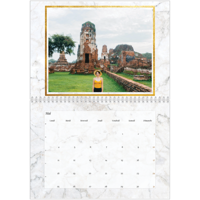 Calendrier photo A4 double (30 x 40 cm) — Dorure sur marbre [couverture]