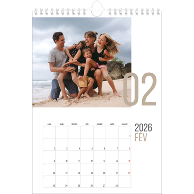 Calendrier photo A4 (20 x 30 cm) — Numéros mensuels [Février]