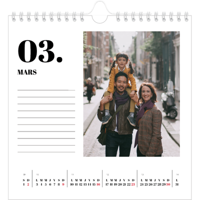 Calendriers annuels carré — Sérif et moments [Mars]
