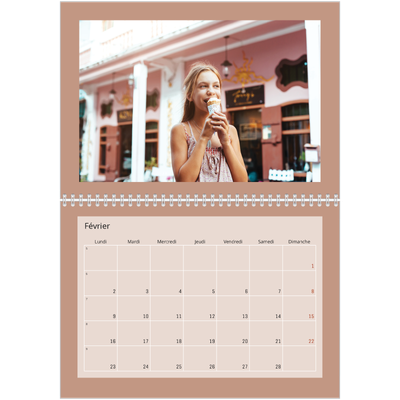 Calendrier photo A4 double (30 x 40 cm) — Terracotta [Février]