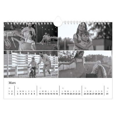 Calendrier photo A4 — Noir et blanc élégant [Mars]