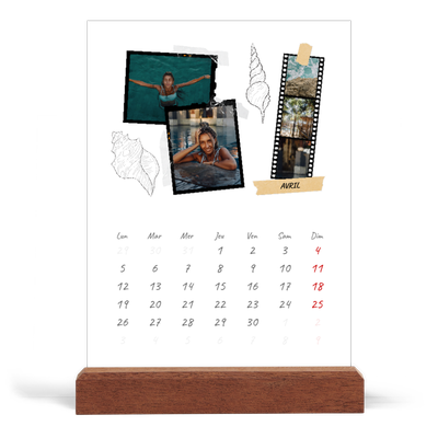 Calendrier de bureau support bois - portrait  — Esprit scrapbook [Avril]