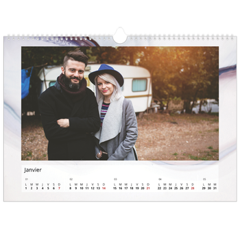 Calendrier photo A3 — Effet marbre coloré