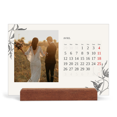 Calendrier de bureau support bois - paysage   — Encre & lierre [Avril]