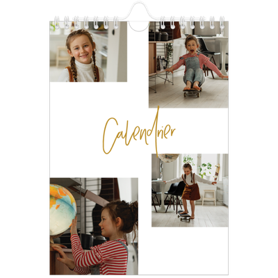 Calendrier photo A5 — Calligraphie dorée [couverture]