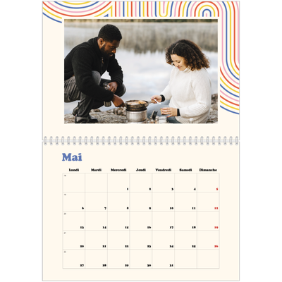 Calendrier photo A4 double (30 x 40 cm) — Rayures rétros [couverture]