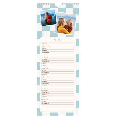 Calendrier mural long  — Motifs rétros [Février]